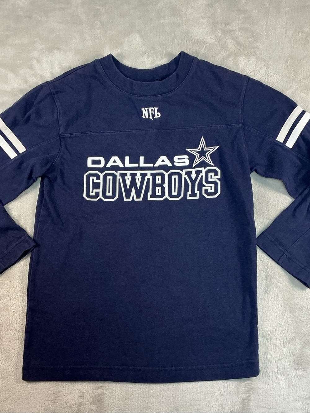 NFL Long Sleeve Shirt Youth Boys S 8 Blue Dallas Cowboys Cotton Vintage